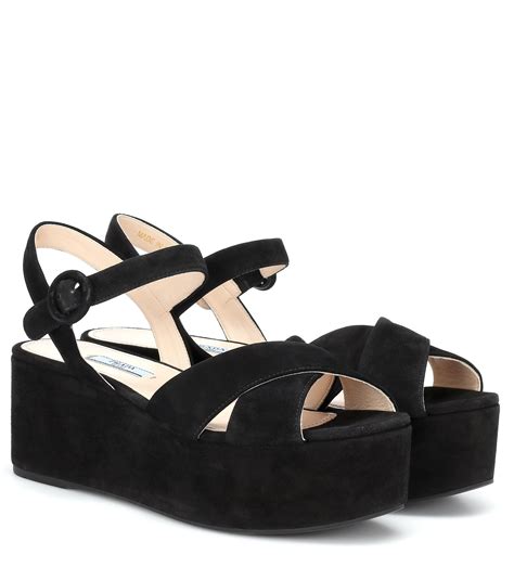 prada logo slide sandal|prada suede platform sandals.